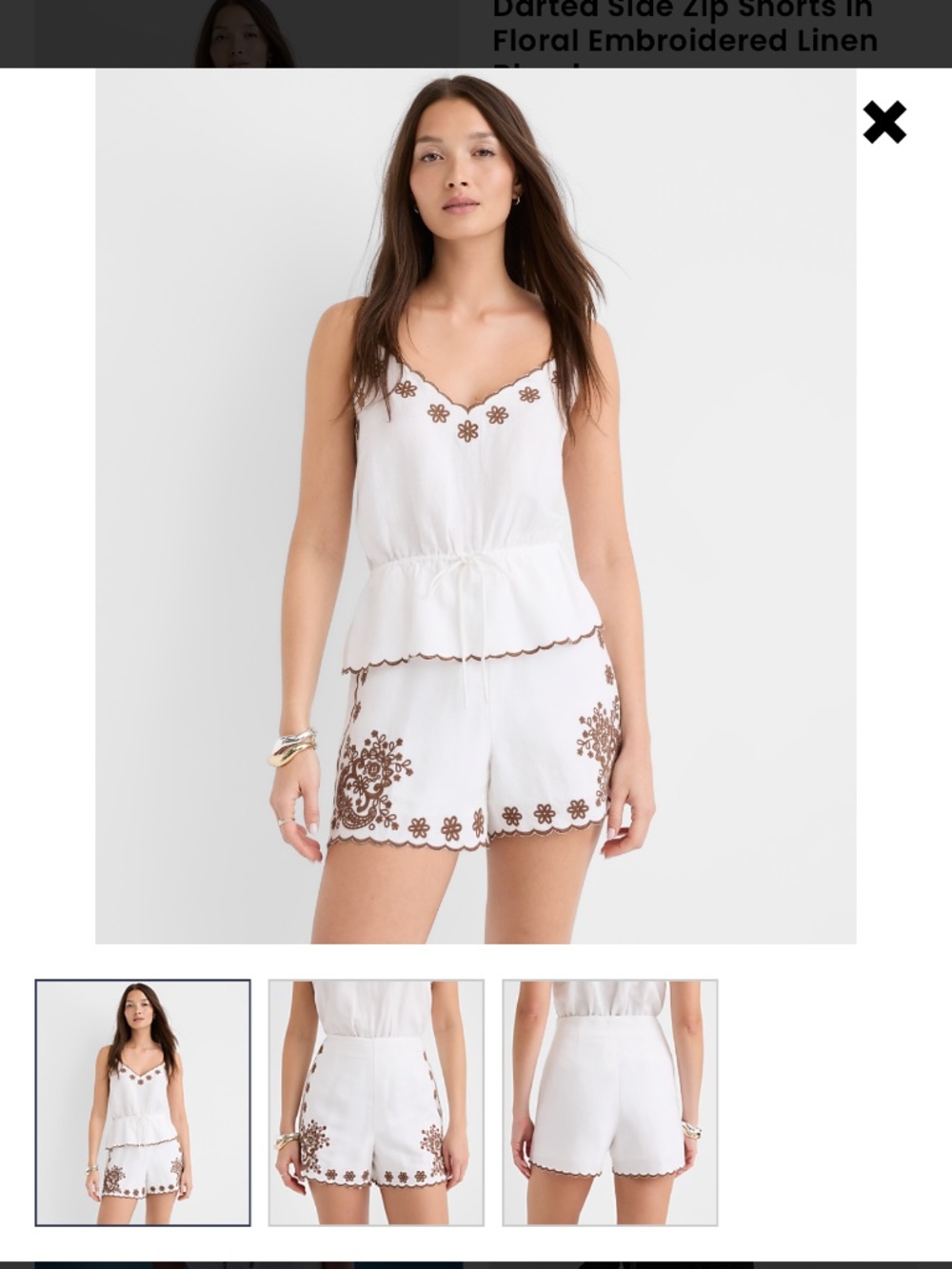 White with brown embroidery set